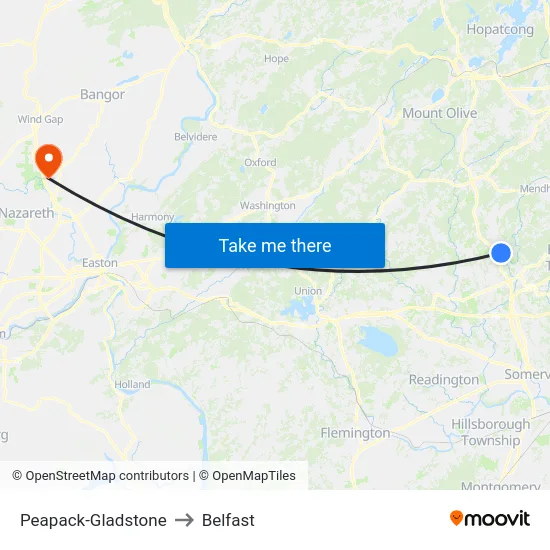 Peapack-Gladstone to Belfast map