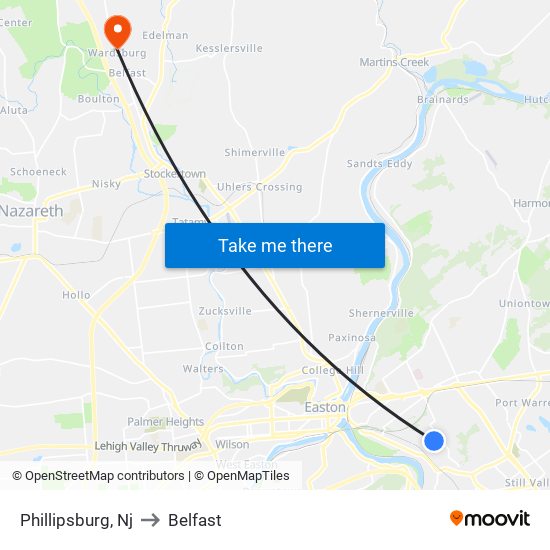 Phillipsburg, Nj to Belfast map