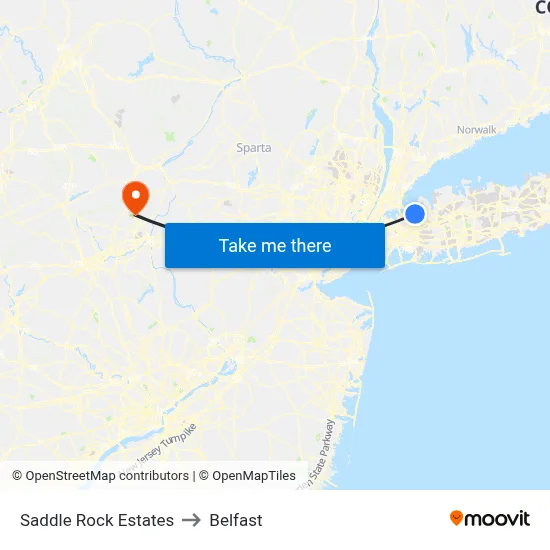 Saddle Rock Estates to Belfast map