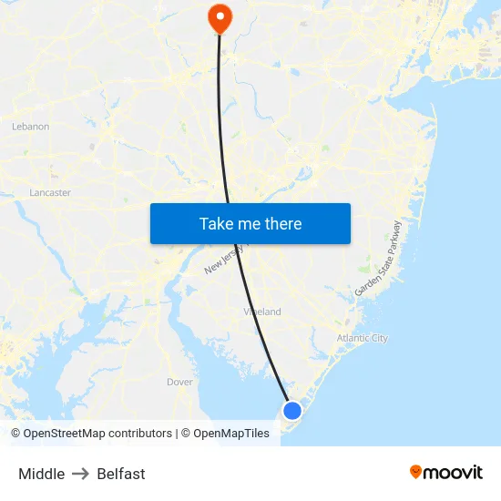 Middle to Belfast map