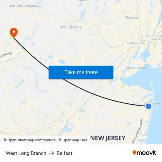 West Long Branch to Belfast map