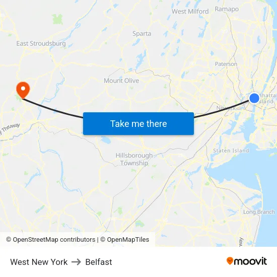 West New York to Belfast map