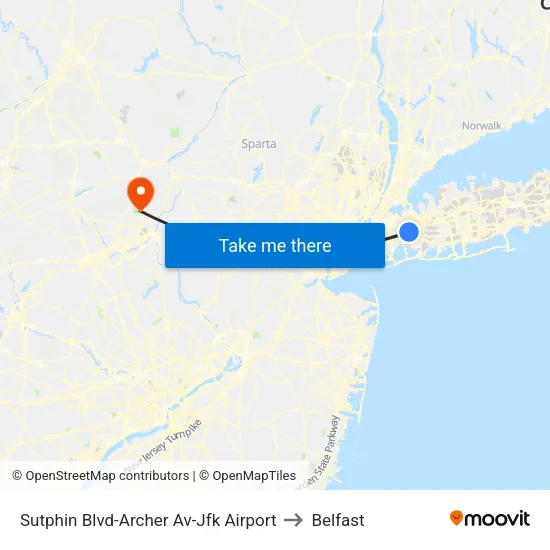 Sutphin Blvd-Archer Av-Jfk Airport to Belfast map