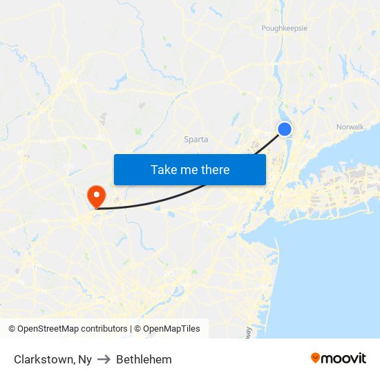 Clarkstown, Ny to Bethlehem map