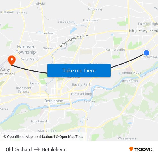 Old Orchard to Bethlehem map