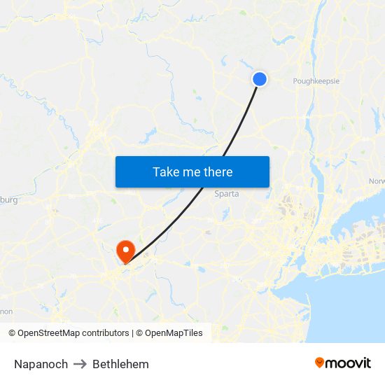 Napanoch to Bethlehem map