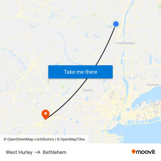 West Hurley to Bethlehem map