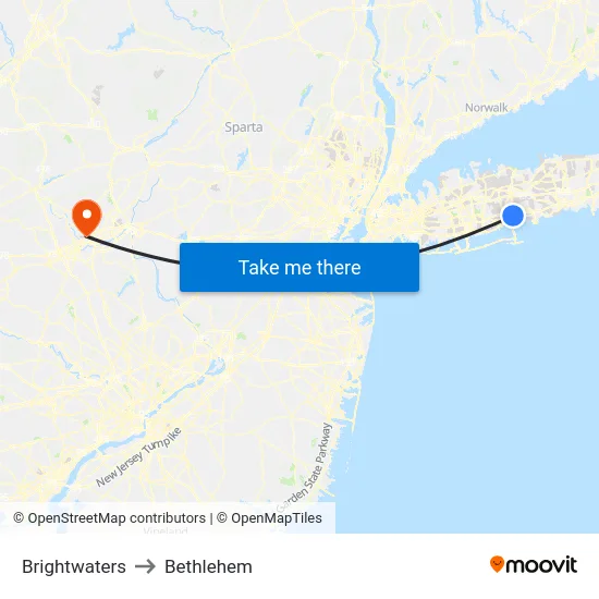 Brightwaters to Bethlehem map