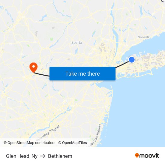 Glen Head, Ny to Bethlehem map