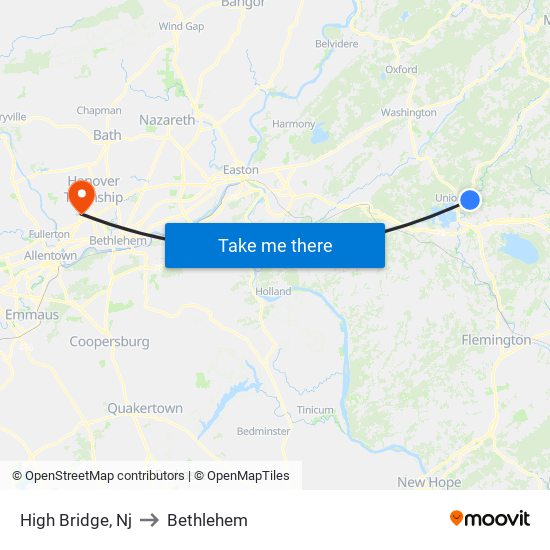 High Bridge, Nj to Bethlehem map