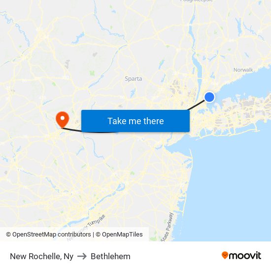 New Rochelle, Ny to Bethlehem map