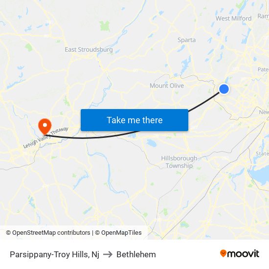 Parsippany-Troy Hills, Nj to Bethlehem map