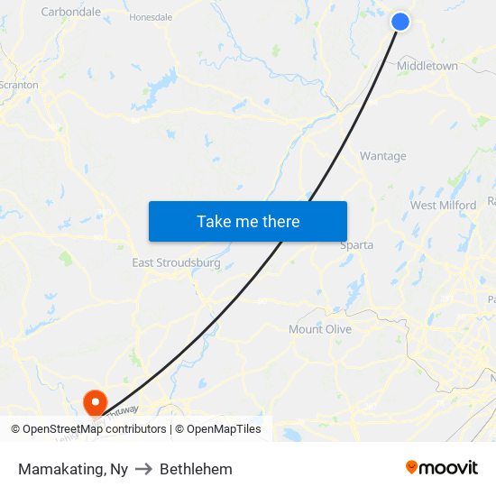 Mamakating, Ny to Bethlehem map