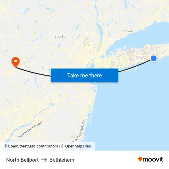North Bellport to Bethlehem map