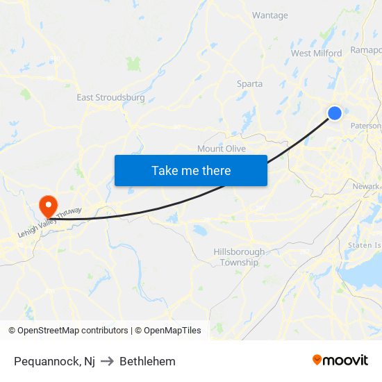 Pequannock, Nj to Bethlehem map