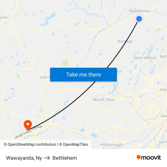 Wawayanda, Ny to Bethlehem map