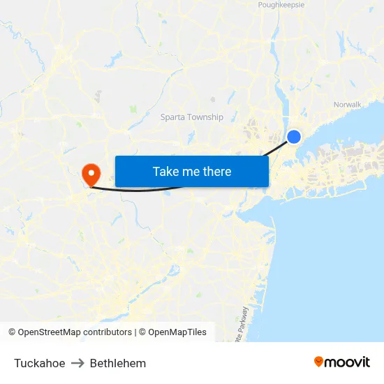 Tuckahoe to Bethlehem map