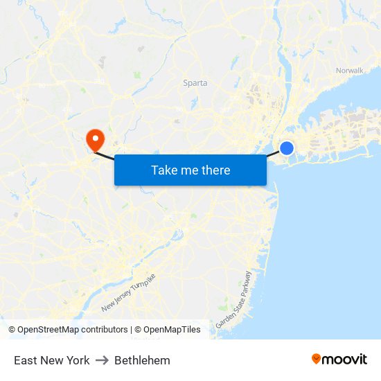 East New York to Bethlehem map