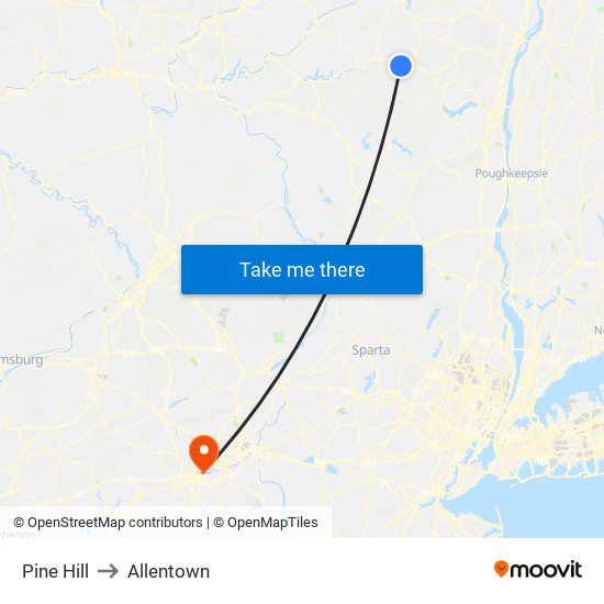 Pine Hill to Allentown map