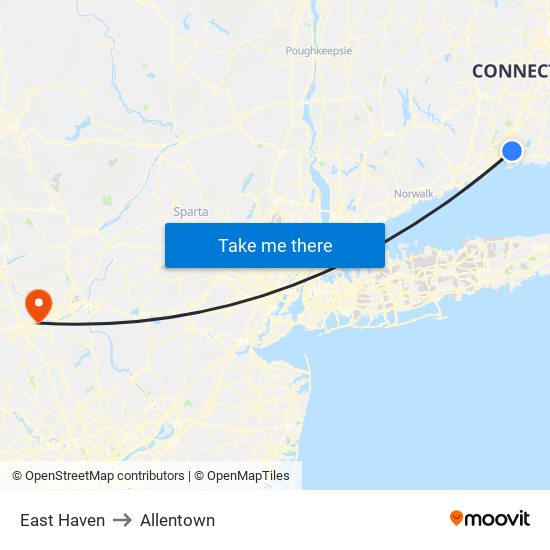East Haven to Allentown map