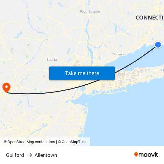 Guilford to Allentown map