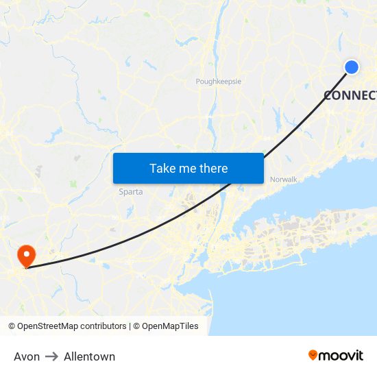 Avon to Allentown map