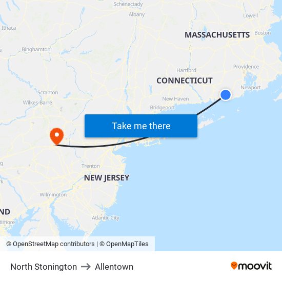 North Stonington to Allentown map