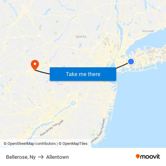 Bellerose, Ny to Allentown map