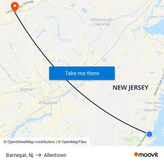 Barnegat, Nj to Allentown map