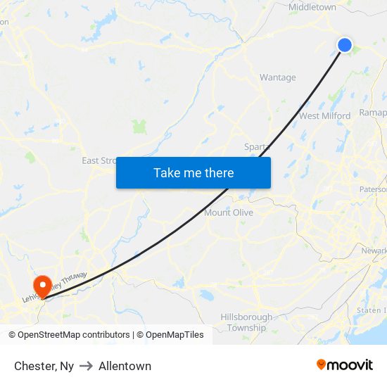 Chester, Ny to Allentown map