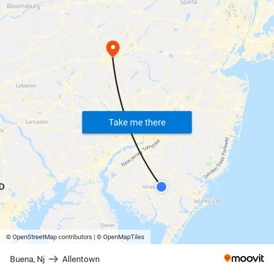 Buena, Nj to Allentown map