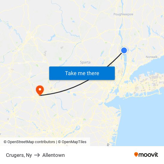 Crugers, Ny to Allentown map