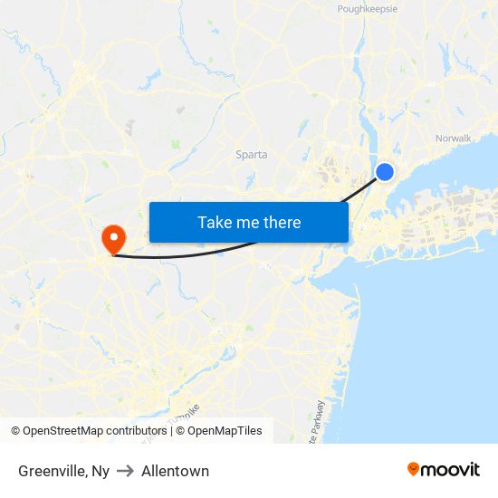 Greenville, Ny to Allentown map