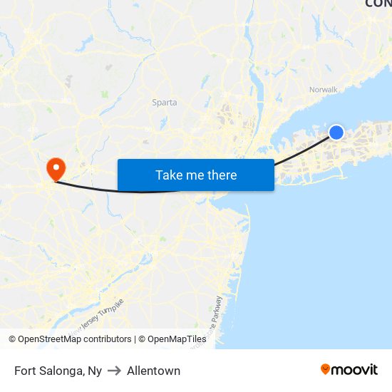 Fort Salonga, Ny to Allentown map