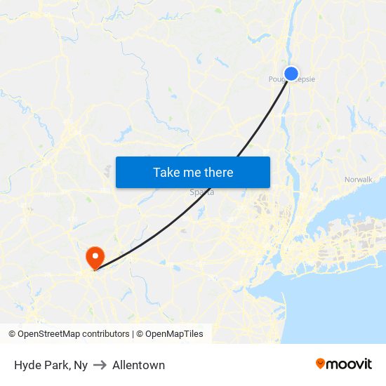 Hyde Park, Ny to Allentown map