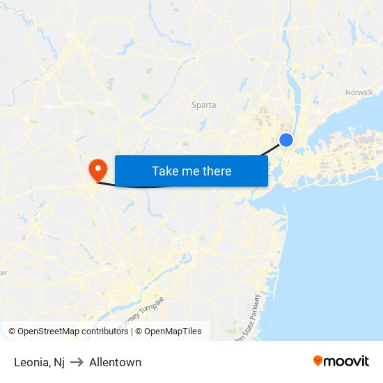 Leonia, Nj to Allentown map