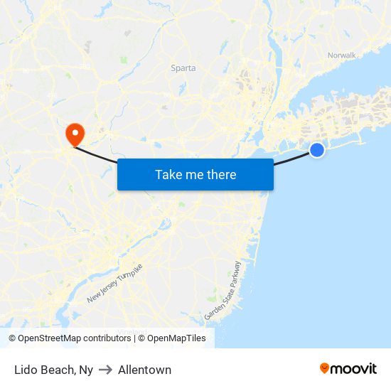 Lido Beach, Ny to Allentown map