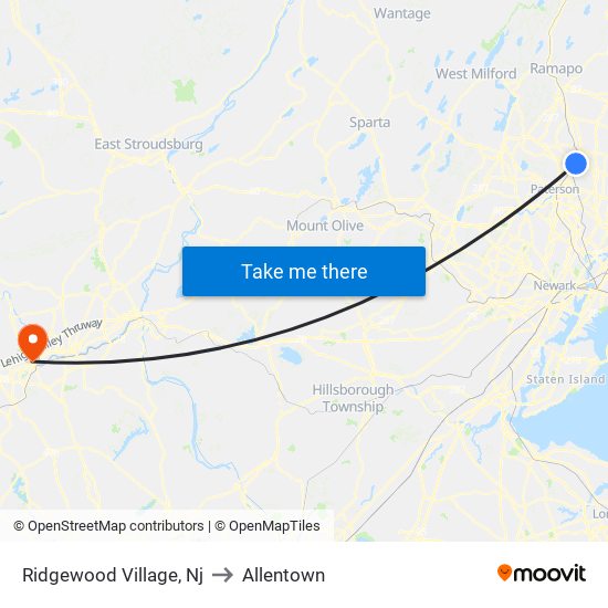 Ridgewood Village, Nj to Allentown map