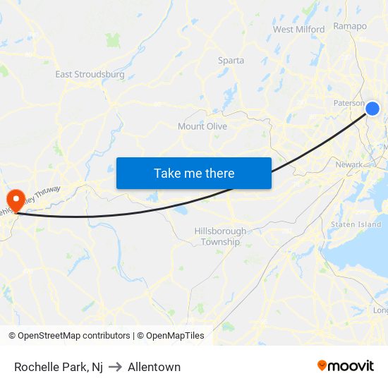 Rochelle Park, Nj to Allentown map