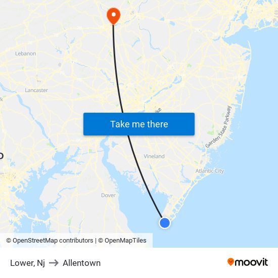 Lower, Nj to Allentown map