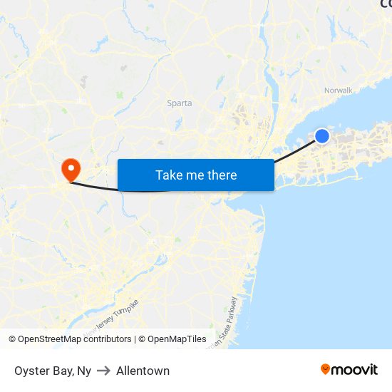 Oyster Bay, Ny to Allentown map