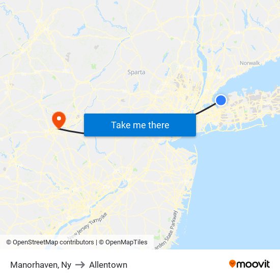 Manorhaven, Ny to Allentown map