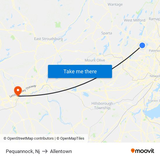 Pequannock, Nj to Allentown map