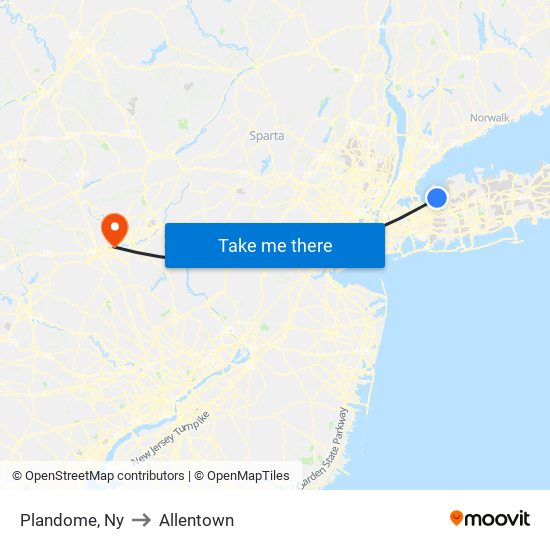 Plandome, Ny to Allentown map