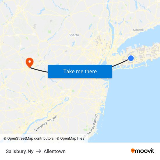 Salisbury, Ny to Allentown map