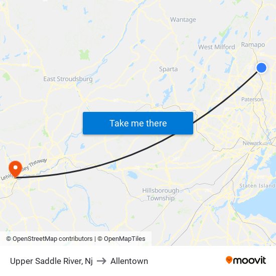 Upper Saddle River, Nj to Allentown map