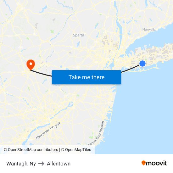 Wantagh, Ny to Allentown map