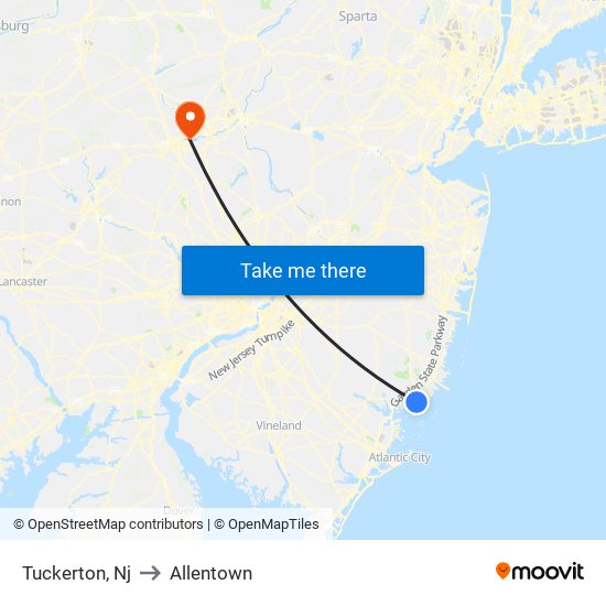 Tuckerton, Nj to Allentown map