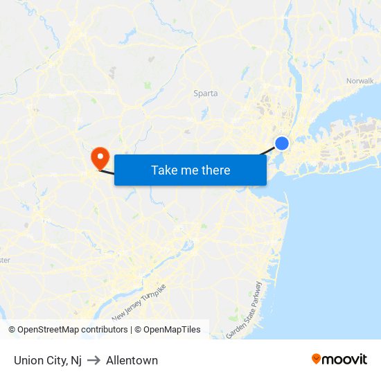 Union City, Nj to Allentown map