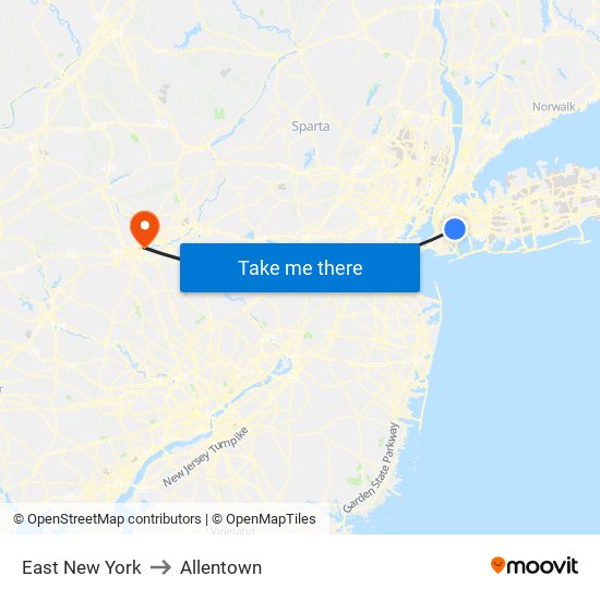 East New York to Allentown map